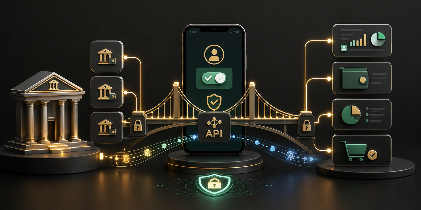 Secure API bridge for open banking data sharing
